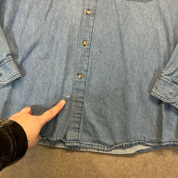 UNC Tar Heels Denim Shirt Men's XL Blue Long Sleeve Button Down Joe College - Picture 6 of 13